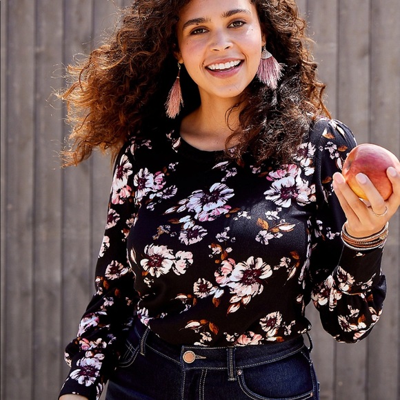 SMALL Cozy Floral Long Lantern Sleeve - Picture 1 of 14